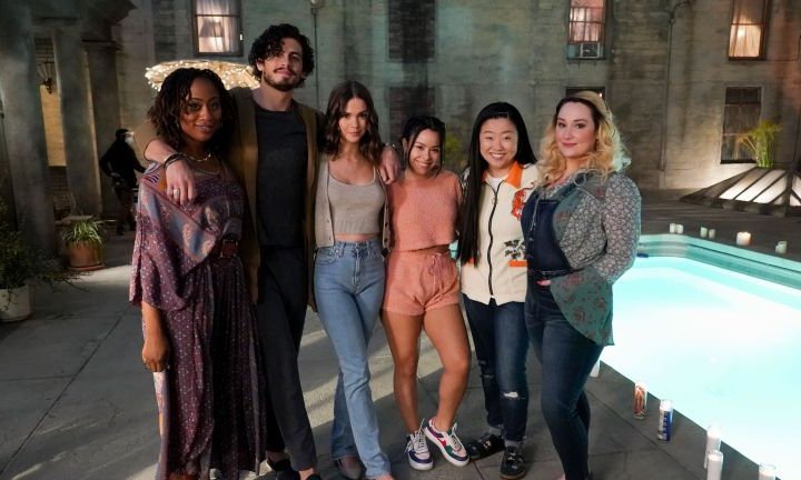 a group of people standing