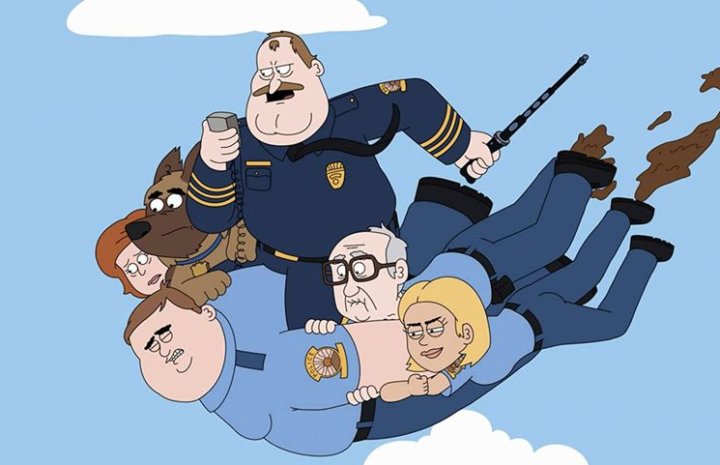 Man flying in sky with many people over him